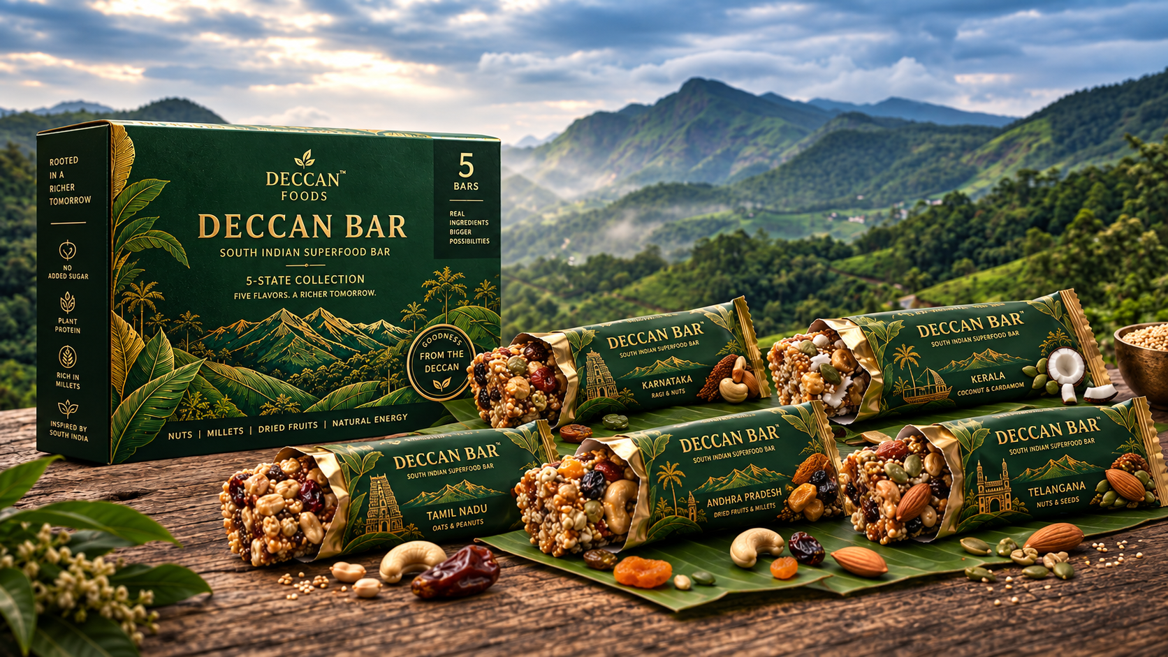Deccan Bar 5-State South Indian Superfood Collection box with 5 bars