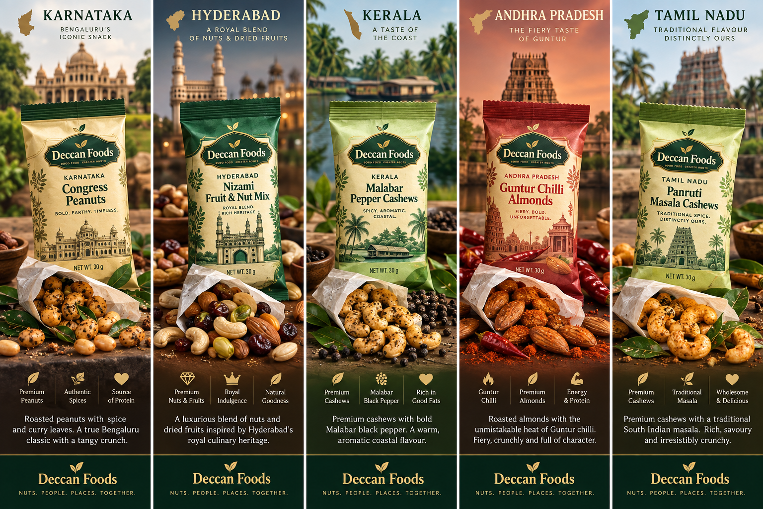 Deccan Nut — all 5 regional flavour packs