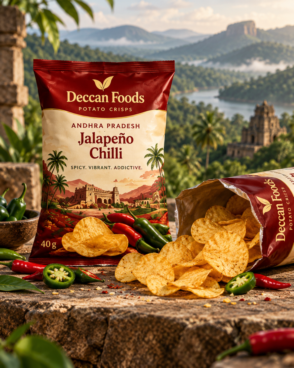 Andhra Pradesh Jalapeño Chilli Potato Crisps — Deccan Foods